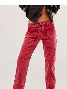 Free People Women's Hot In It Straight-Leg Moto Crop Pants
